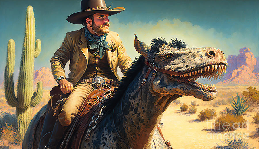 Cowboy riding his monster Digital Art by David Arment - Pixels