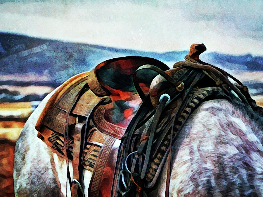 Horse Painting - Cowboy Saddled Up by Ashley Aldridge