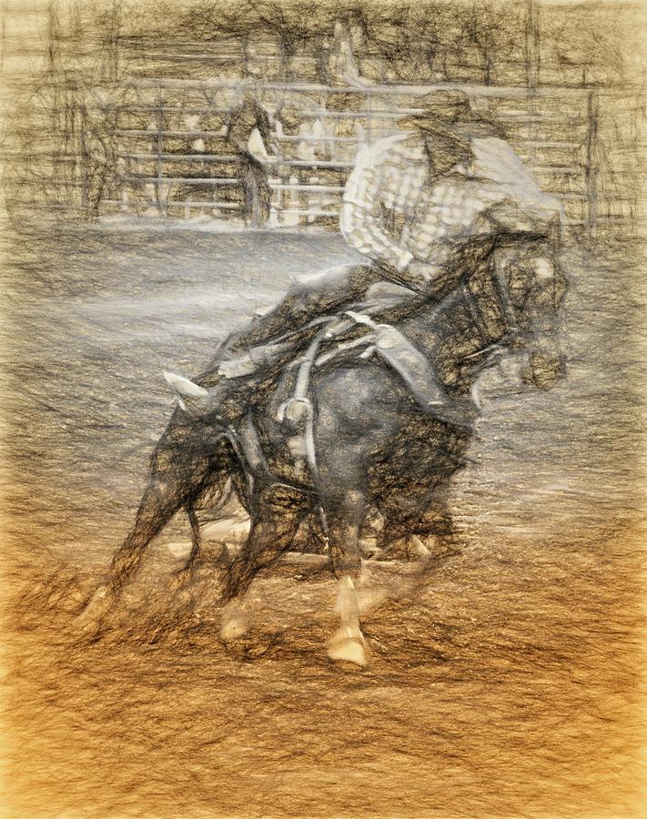 Cowboy Sketch Art Digital Art by Tommy Anderson