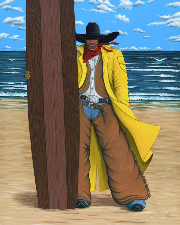 Beach Painting - Cowboy Surfer by Lance Headlee