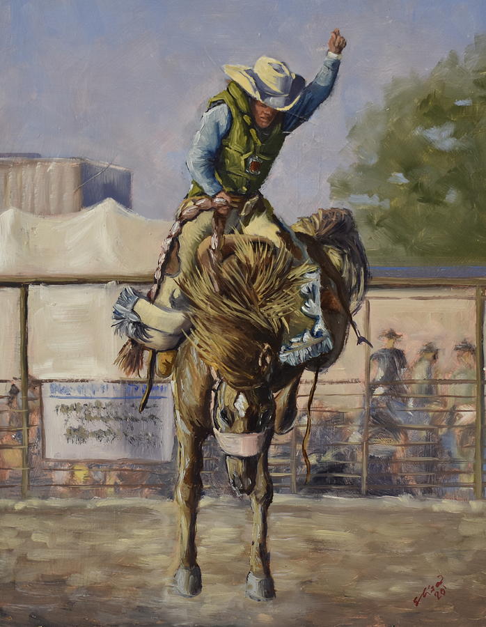 Cowboy Up Painting by Elisa Arancibia