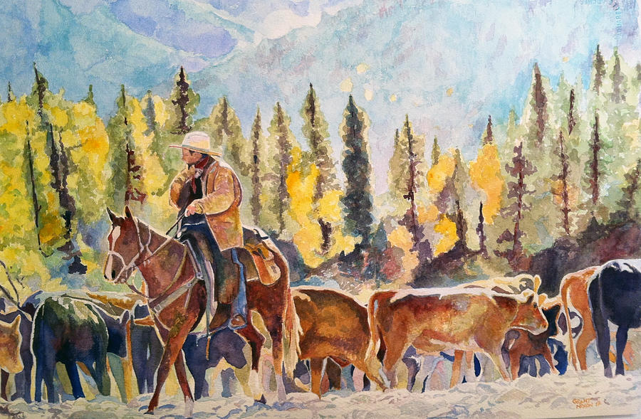 Cowboy Painting by Grant Nixon