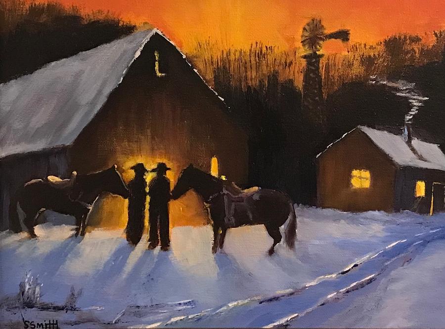 Cowboys Evening Painting by Shawn Smith