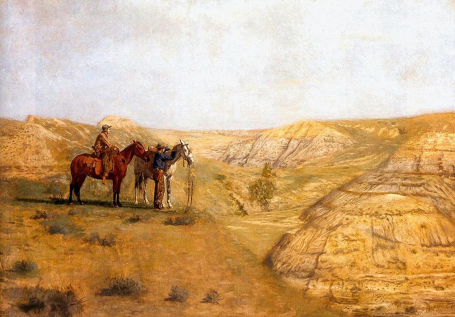 Cowboys In The Badlands Painting By Mountain Dreams | Fine Art America