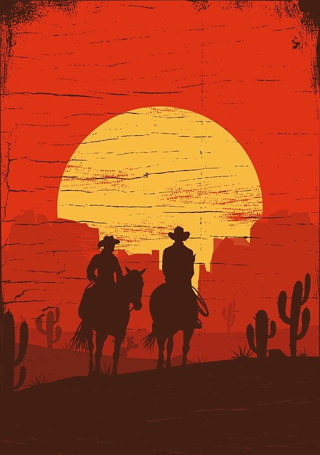 Cowboys of the Wild West Journey Poster Digital Art by Kailani Smith