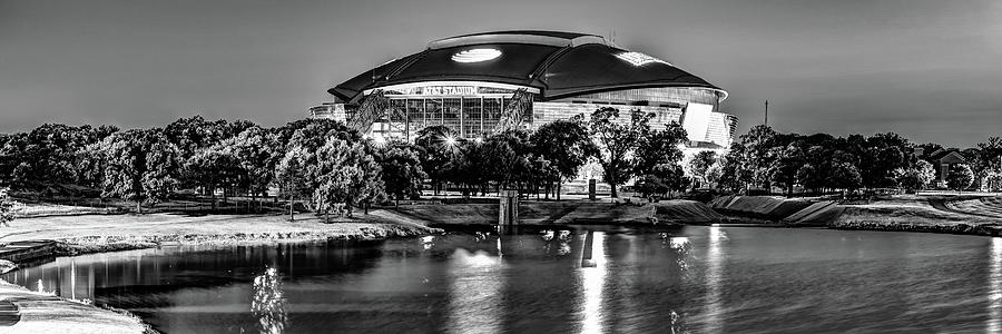 Texas Football Stadium Panorama - Black And White Photograph