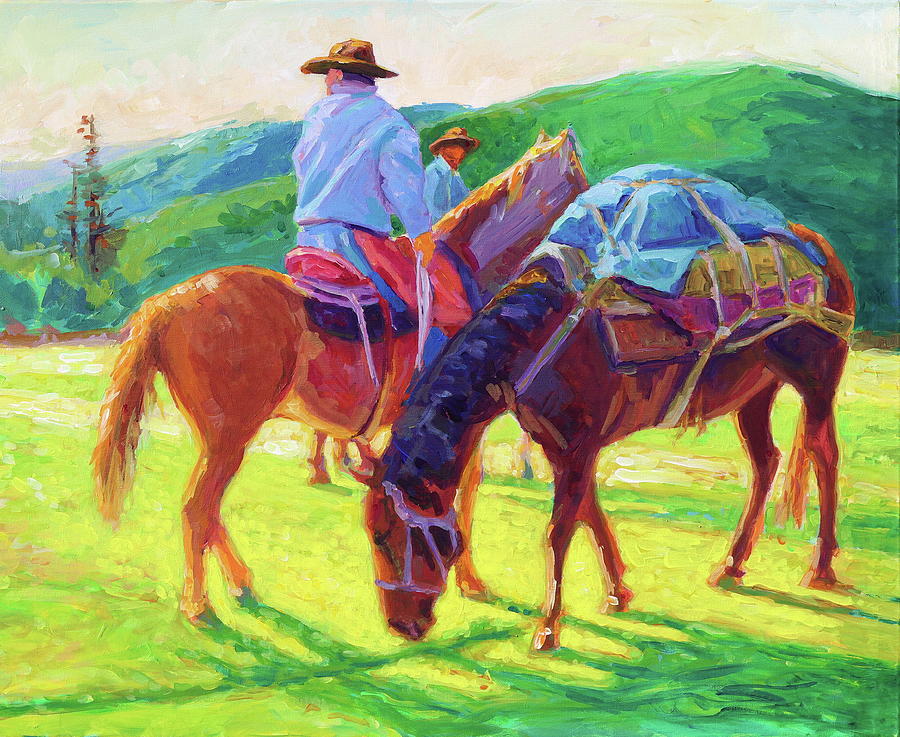 Cowboys waiting at Sunrise Painting by Thomas Bertram POOLE