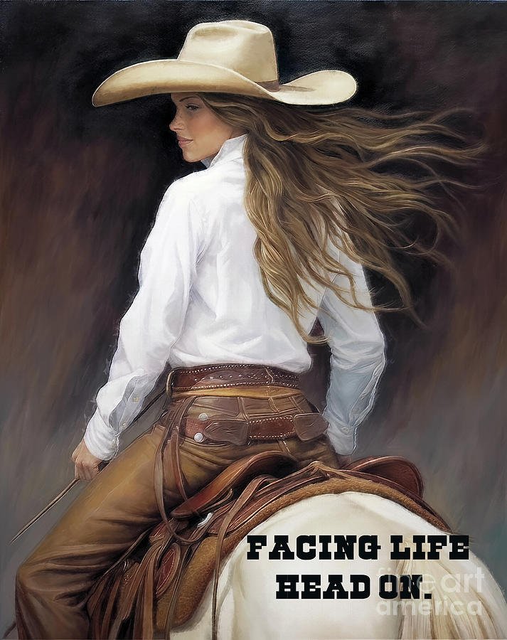 Cowgirl Facing Life Head On Painting by Mindy Sommers