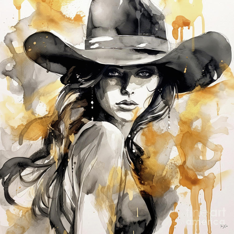 Cowgirl Gold Painting by Tina LeCour