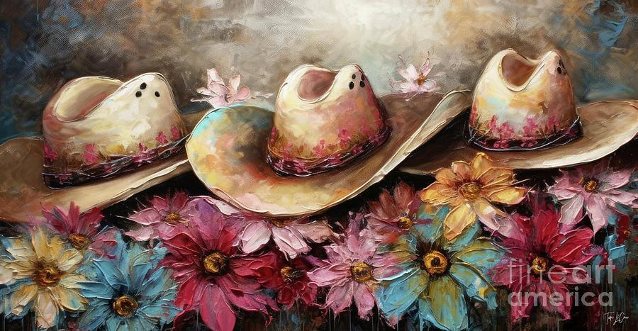 Yellowstone National Park Painting - Cowgirl Hats by Tina LeCour