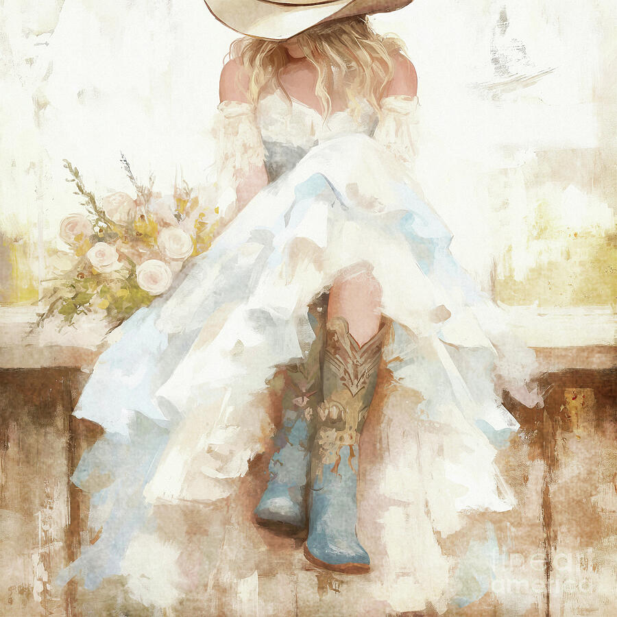 Cowgirl In Blue Painting by Tina LeCour Cowgirl In Blue Painting by Tina LeCour