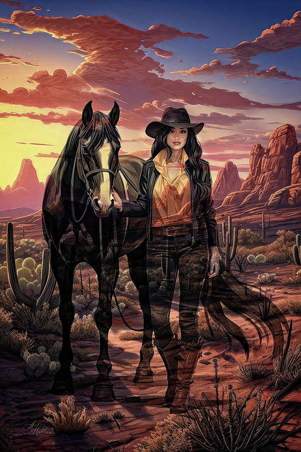 Cowgirl Shadow Digital Art By Anita Hubbard Fine Art America