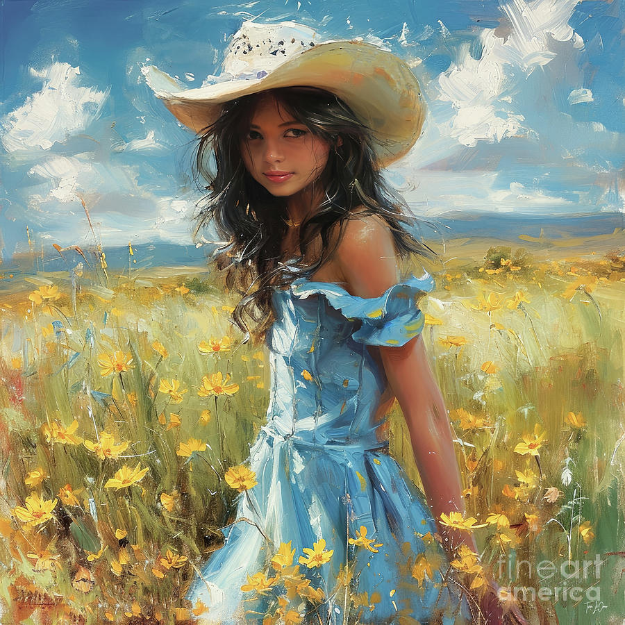 Cowgirl Wild Child Painting by Tina LeCour