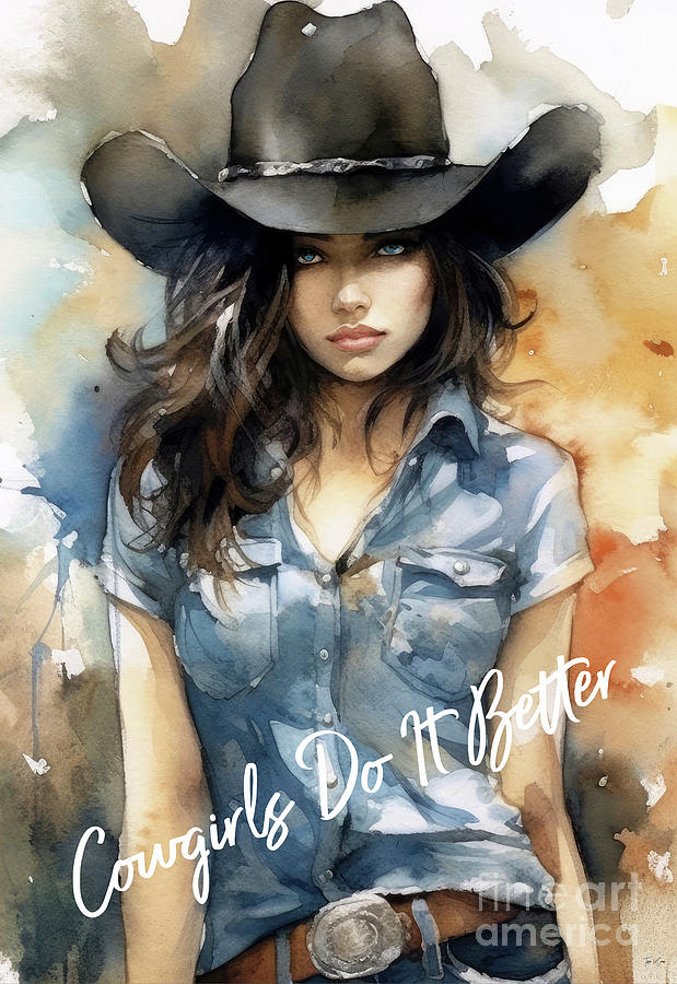 Cowgirls Do It Better Painting by Tina LeCour