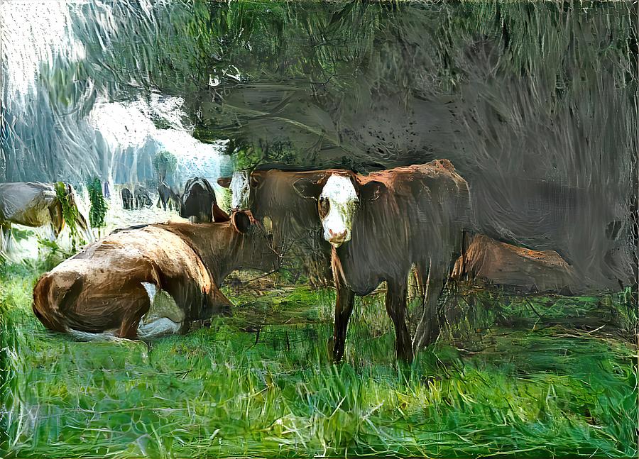 Cows 2 Digital Art by I Mossy