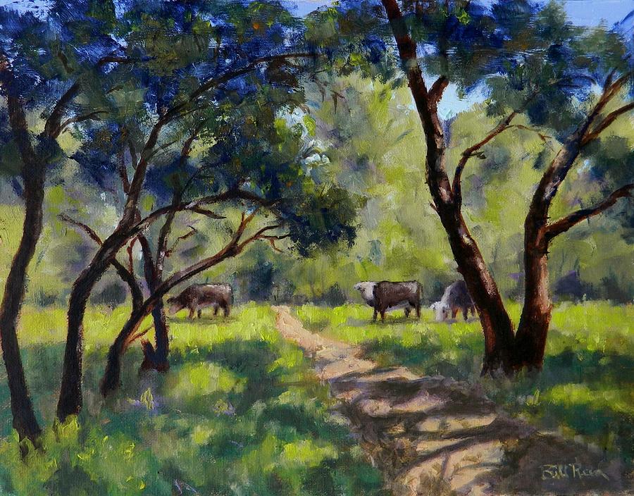 Cows Along The Path Painting by William Reed
