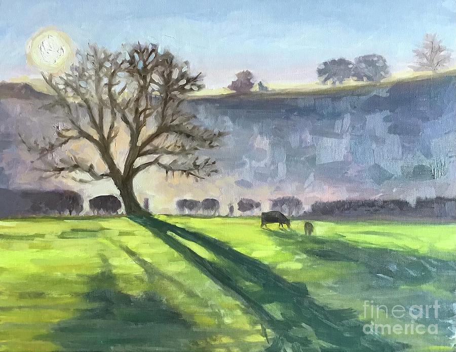 Cows at Sundown Painting by Anne Marie Brown