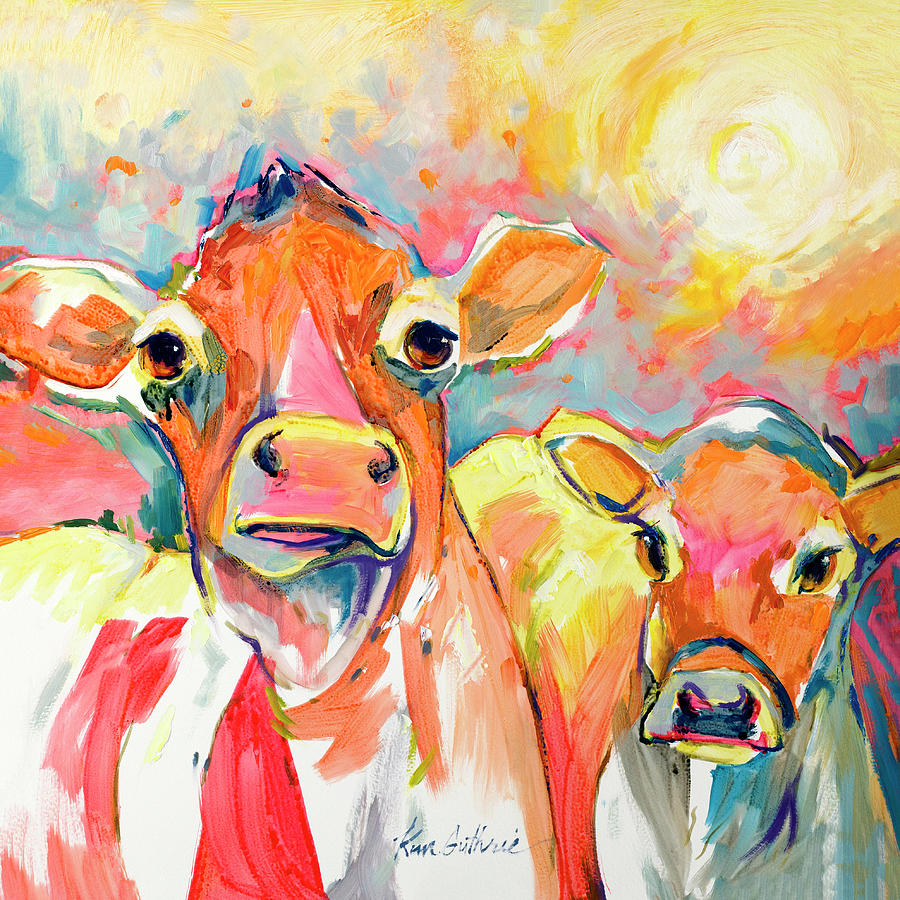 oil painting of a cow