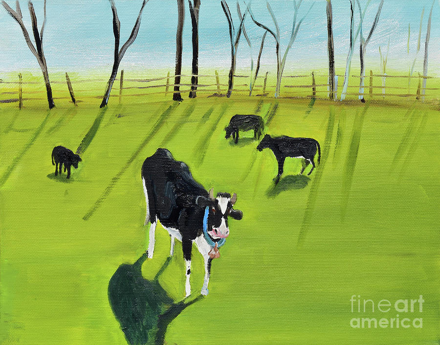 Cows Graizing Painting by Jan Dappen