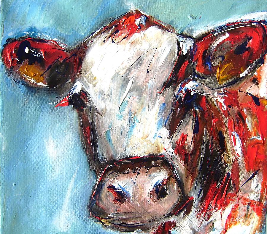 Painting of cows head Painting by Mary Cahalan Lee - aka PIXI