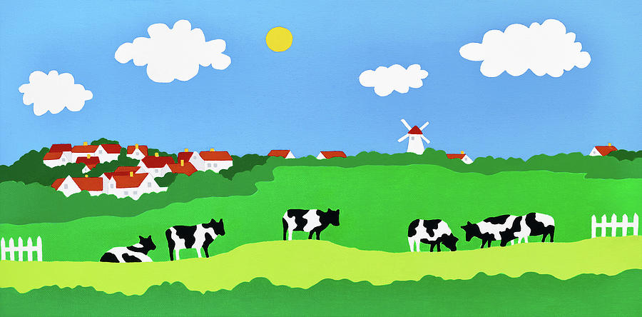 Cow Painting - Cows in the Field by Michael Jernegan