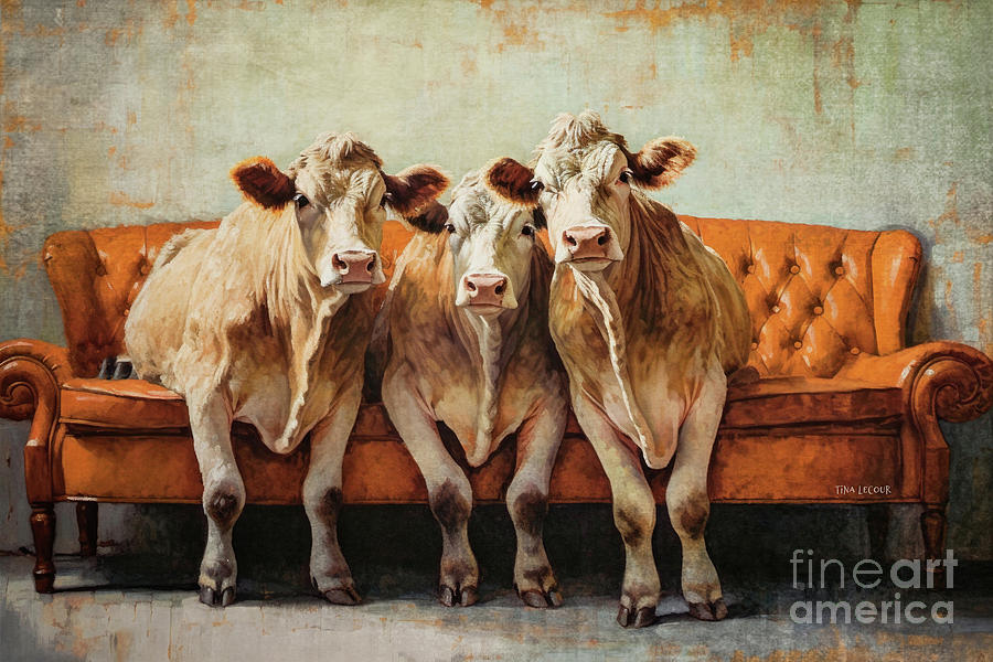 Cows Just Chillin Painting by Tina LeCour