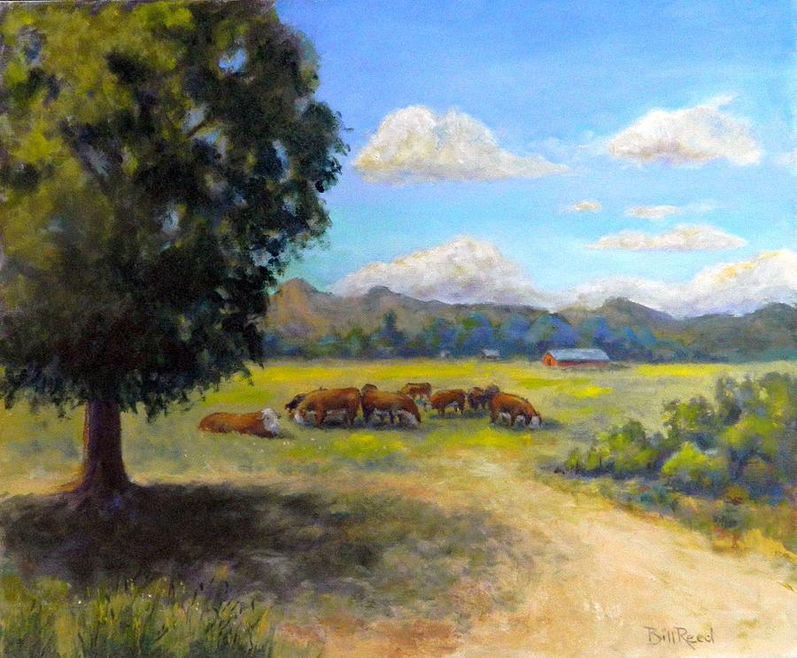 Cows Near The Buttes Painting by William Reed