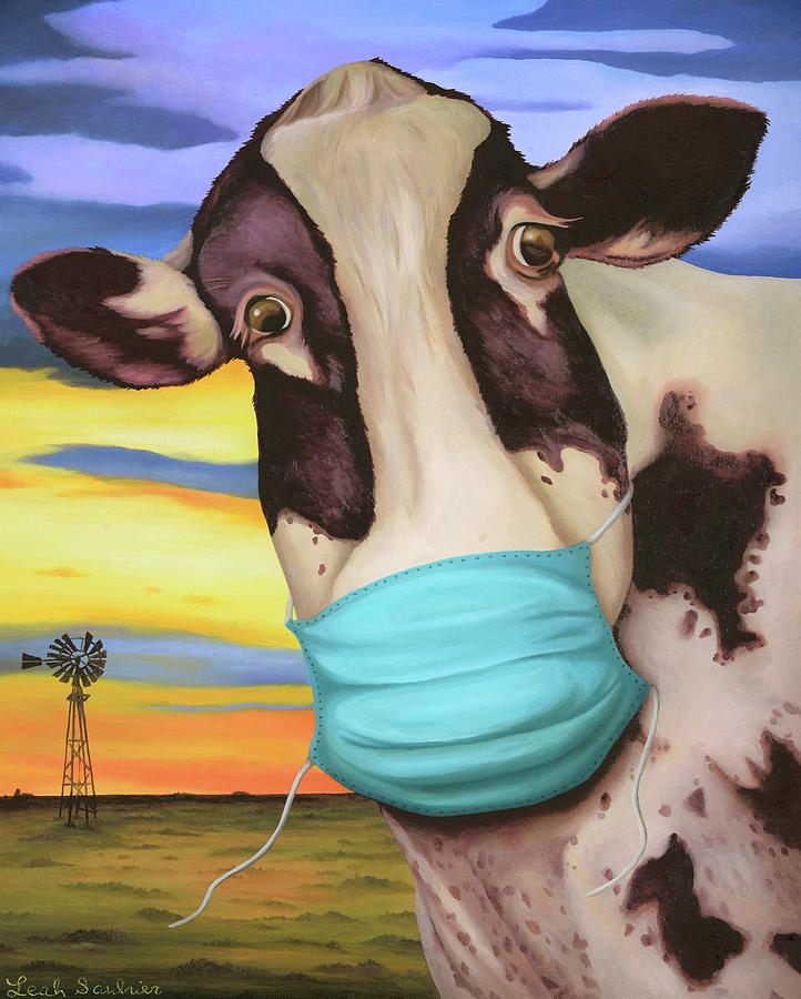 Cowvid 19 Painting by Leah Saulnier The Painting Maniac