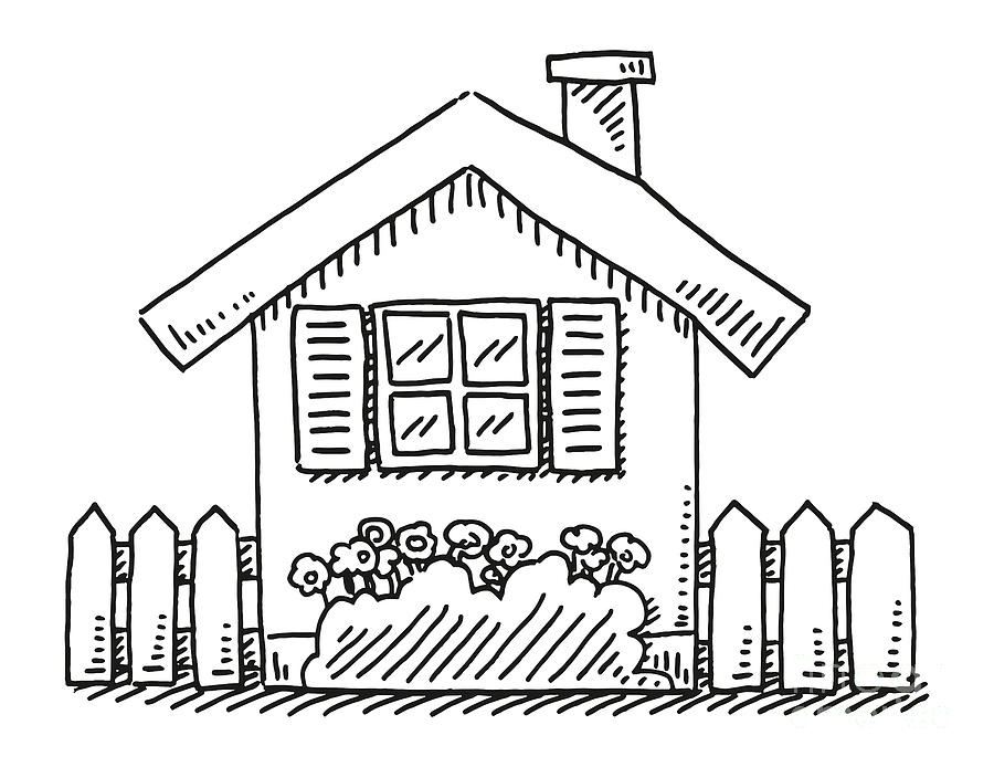 Cozy Cartoon Home Symbol Drawing Drawing by Frank Ramspott - Pixels