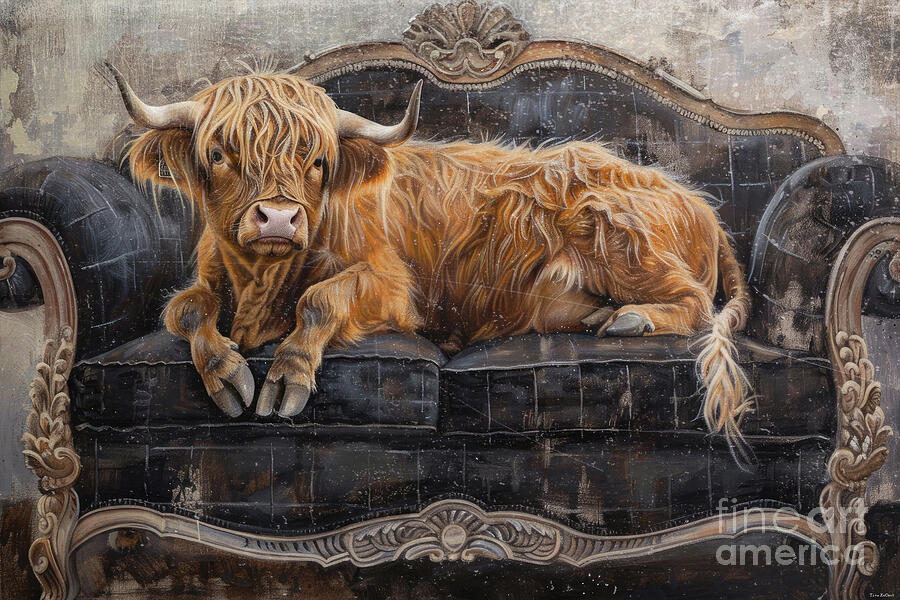 Cozy Highland Cow Painting by Tina LeCour Cozy Highland Cow Painting by Tina LeCour