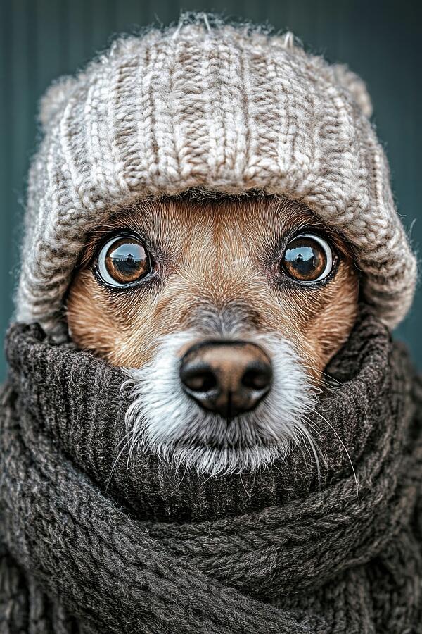 Cozy Winter Pup - Dog in Warm Knitwear Digital Art by Matthias Hauser Cozy Winter Pup - Dog in Warm Knitwear Digital Art by Matthias Hauser