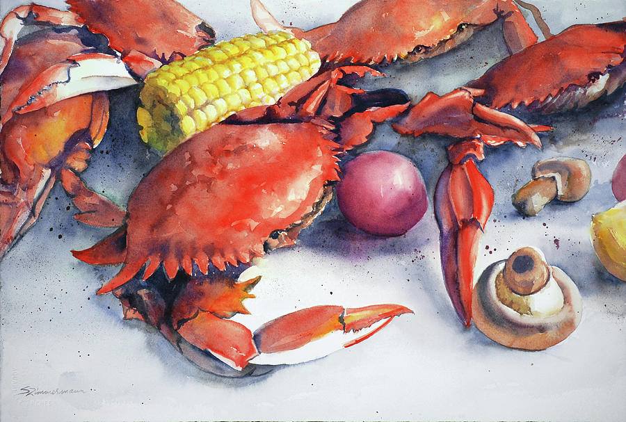 Crab Boil Painting by Sue Zimmermann