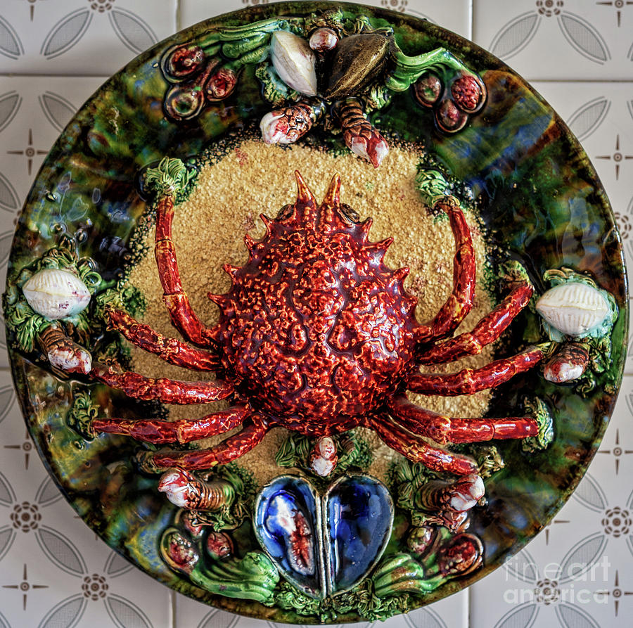 Crab Colorful Raised Relief Nautical Ceramic Plate Photograph by Pablo Avanzini