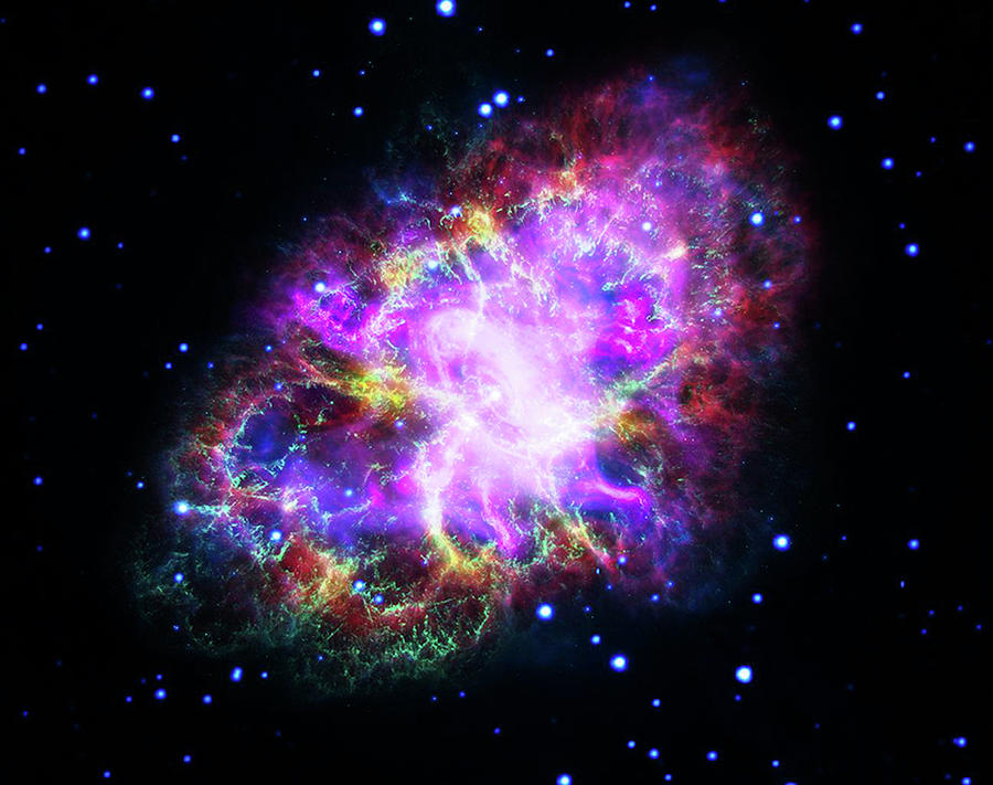 Crab Nebula From Five Observatories Photograph