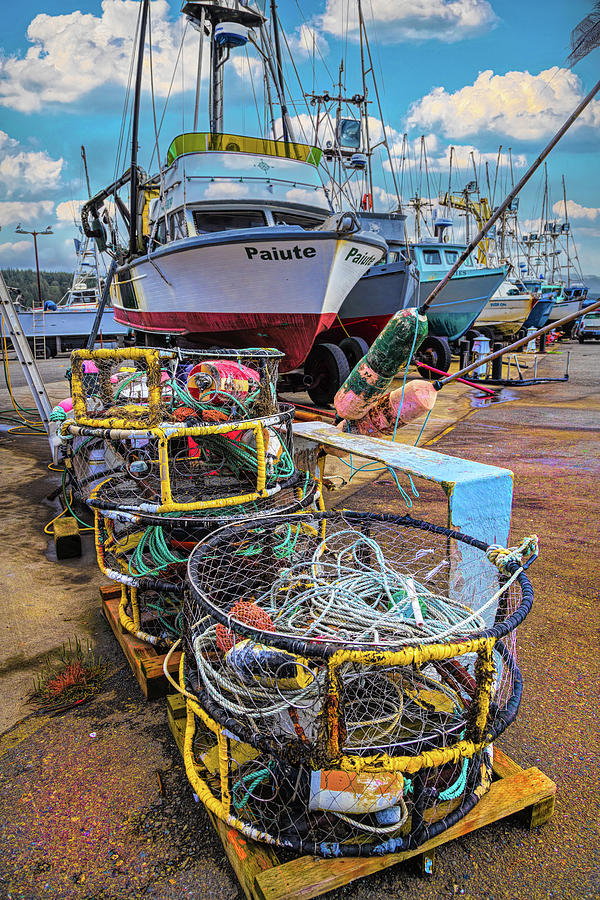 Crab Pots On The Docks  Photograph by Debra and Dave Vanderlaan