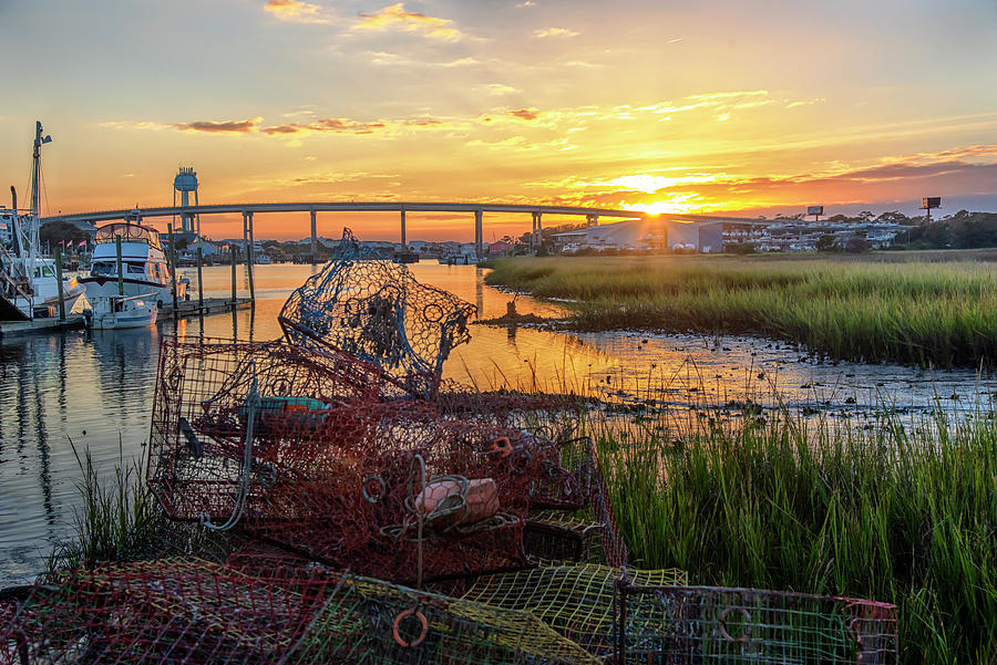 Crab Traps During Sunset at Holden Beach North Carolina #9180 Photograph by Susan Yerry