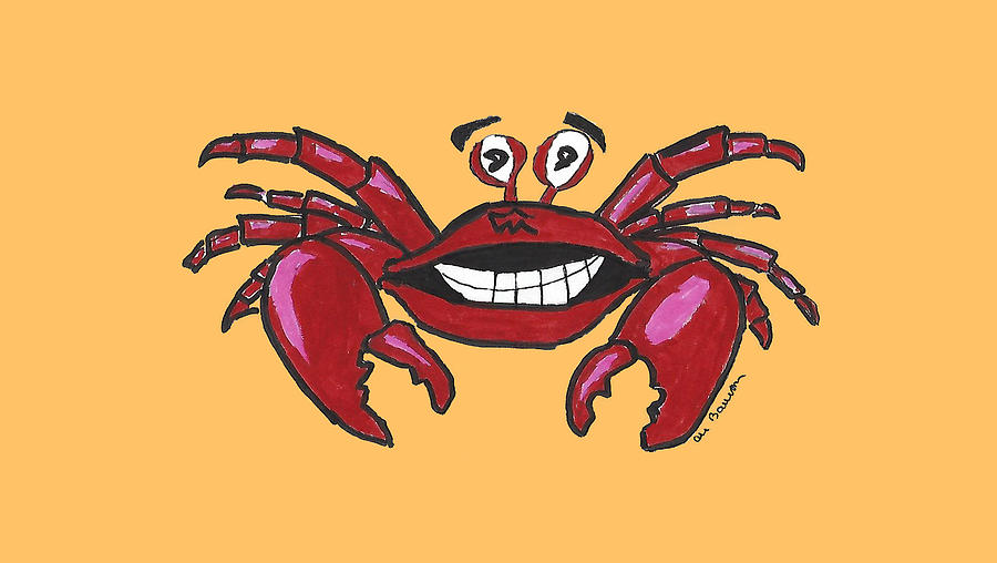 Shell Drawing - Crabby But Happy by Ali Baucom