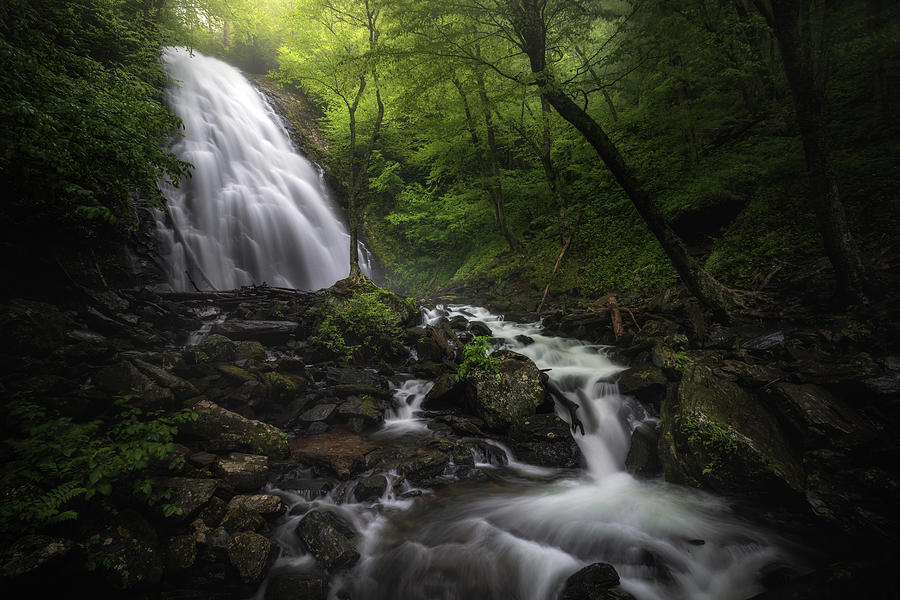 Crabtree Falls Spring light, Blue Ridge Parkway Photograph by Tommy White