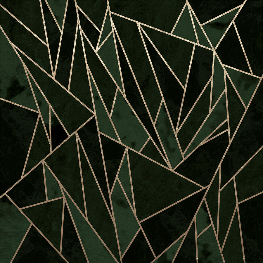 Cracked Dark Emerald - Abstract Mosaic Digital Art by Ambience Art - Pixels