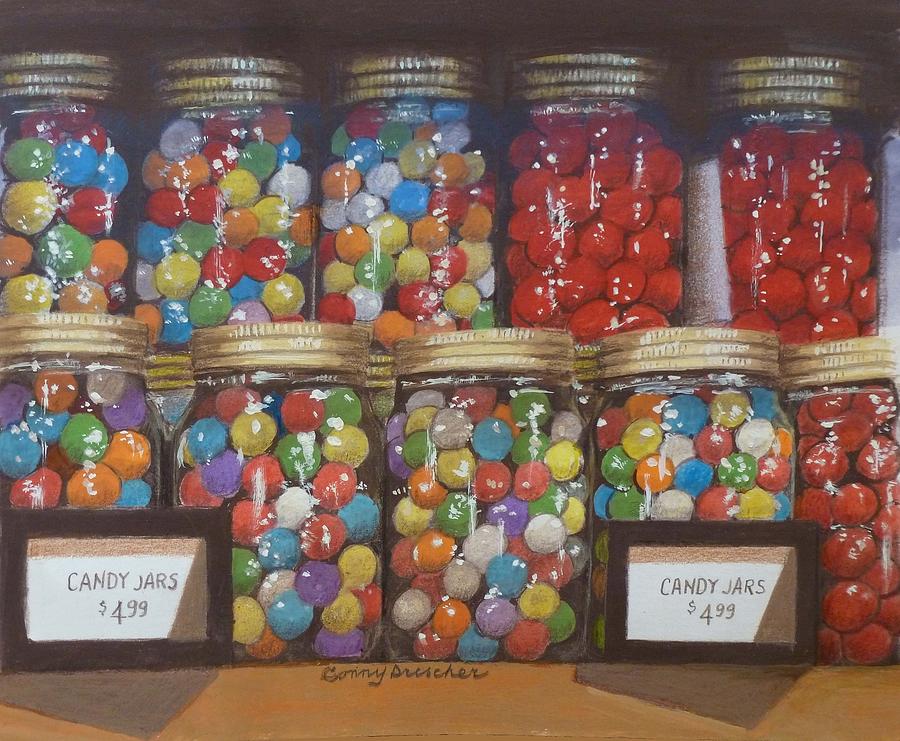 Cracker Barrel Candy Jars Mixed Media by Constance DRESCHER