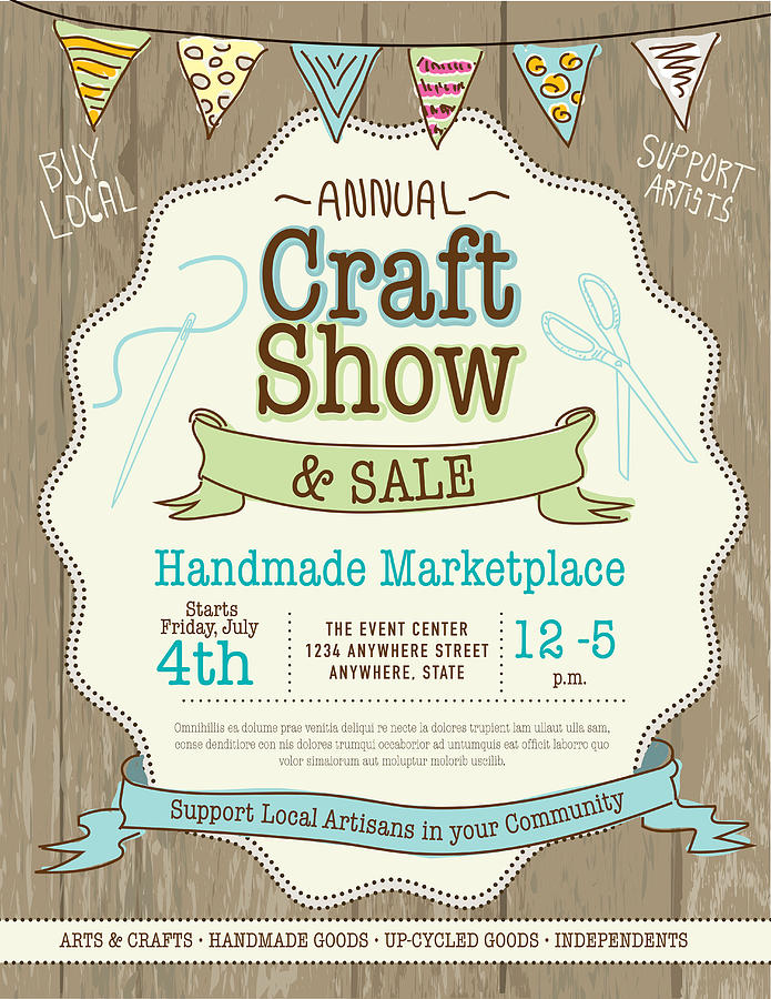 Craft show and sale poster design template Drawing by JDawnInk