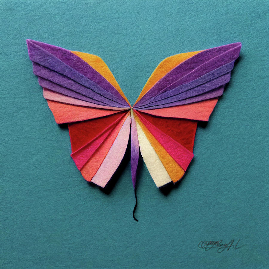 Crafted Butterfly Origami Effect Design Digital Art by Lena Owens - OLena Art Vibrant Palette Knife and Graphic Design
