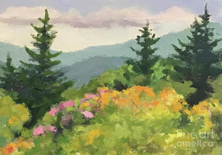 Craggy Flame Azaleas Painting by Anne Marie Brown