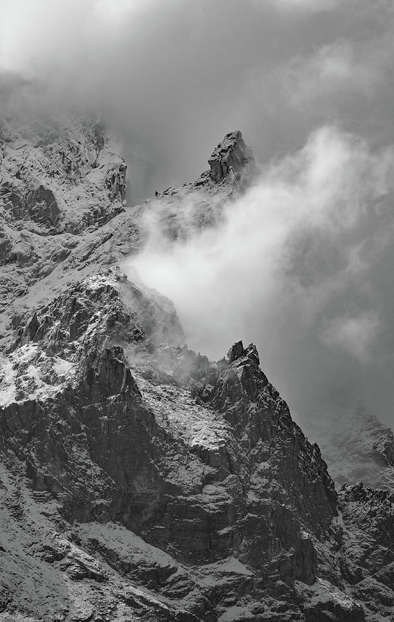 Craggy Peaks 3 In Black And White Photograph