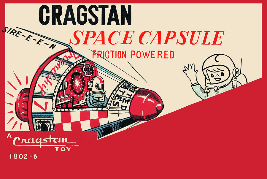 Vintage Drawing - Cragstan Space Capsule by Vintage Toy Posters