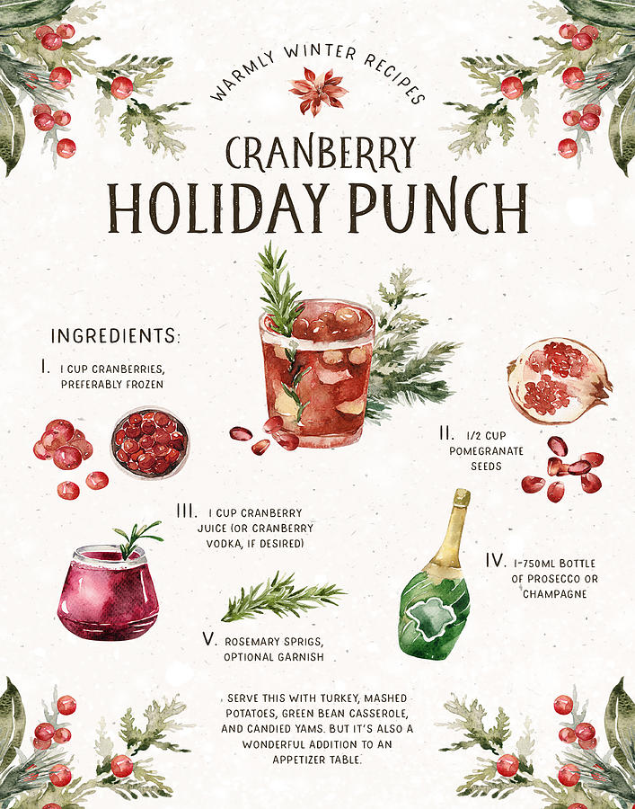 Cranberry Punch Recipe Mixed Media by Colleen Taylor