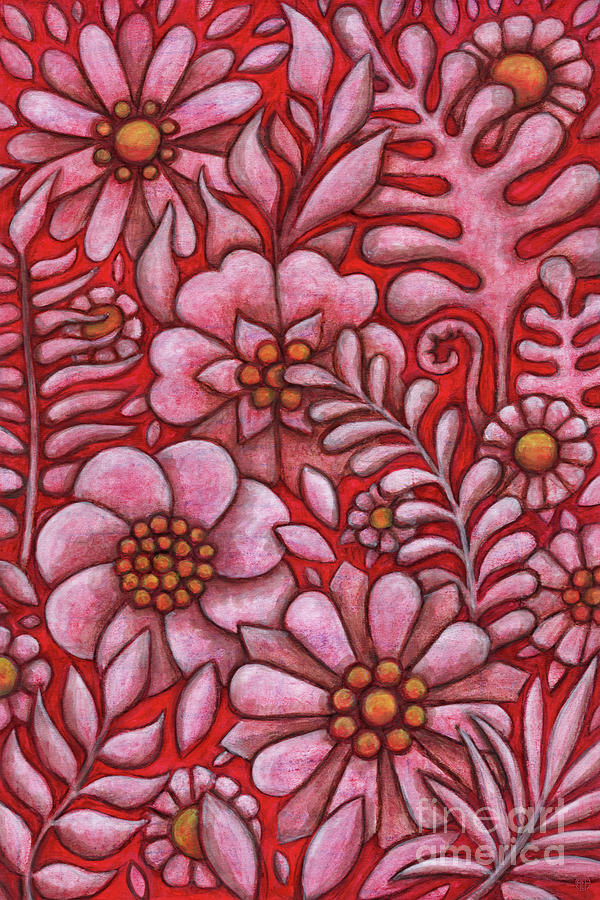 Cranberry Red Florascape  Painting by Amy E Fraser
