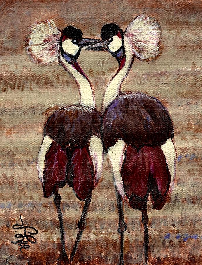 Crane Lovers Painting by VLee Watson