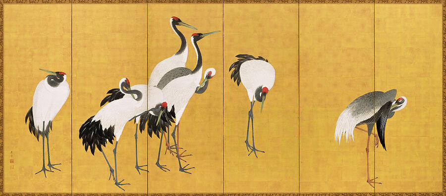 Crane Painting - Cranes, 18th century by Maruyama Okyo