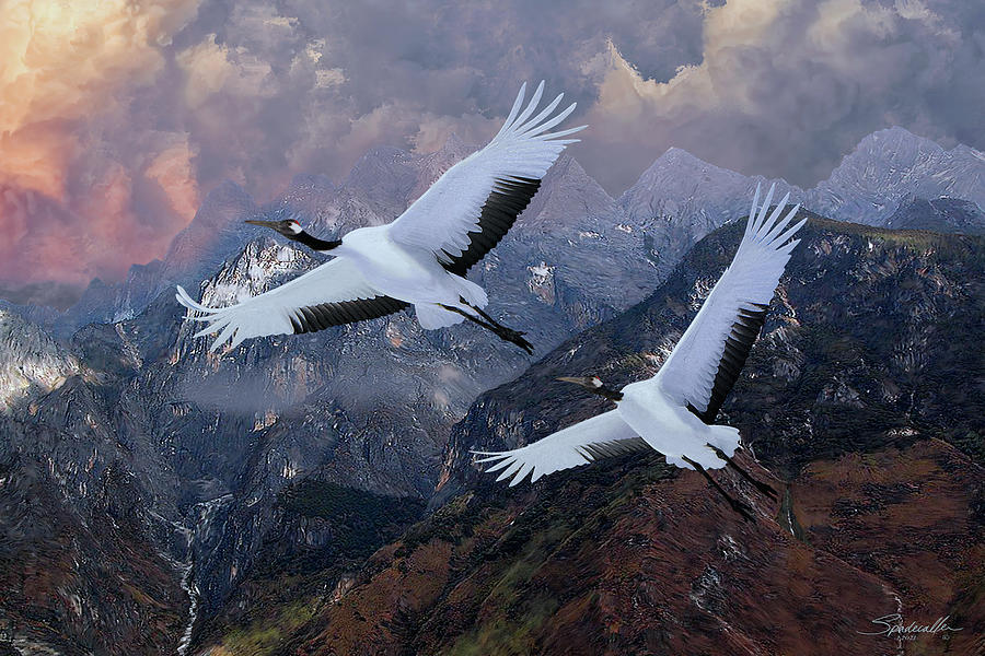 Cranes Over the Yangtze Digital Art by M Spadecaller